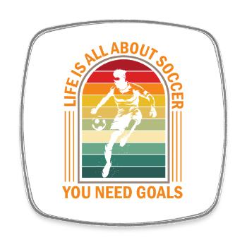 Soccer Goals – Retro Style for Soccer Fans - Square fridge magnet - white - Front