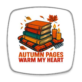 Herbst Lesen Bücher Buchliebhaber Leseratte - Viereckiger Kühlschrankmagnet - Weiß - Vorne