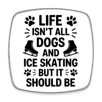 Patinage sur glace chien Fun Cadeau de patin à glace - Magnet carré - blanc - Devant