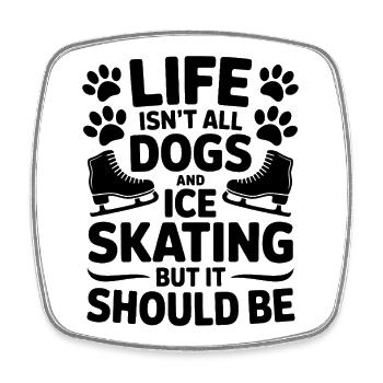 Patinage sur glace chien Fun Cadeau de patin à glace - Magnet carré - blanc - Devant