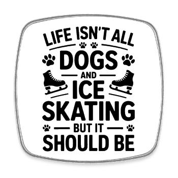 Patinage sur glace chien Fun Cadeau de patin à glace - Magnet carré - blanc - Devant