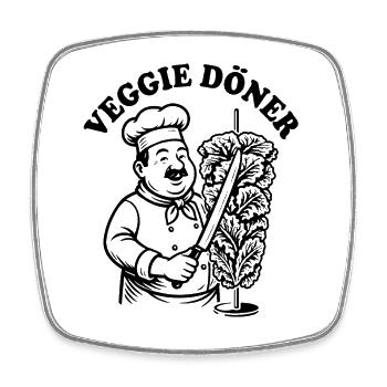 Veggie Kebab - Salade, restauration rapide - Ironie du sort - Magnet carré - blanc - Devant