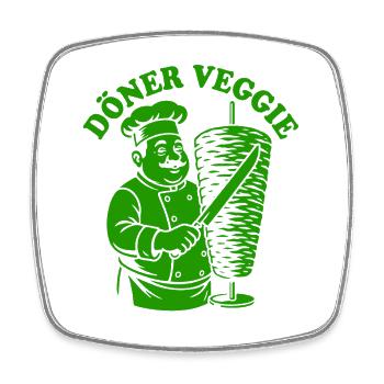 Döner Veggie - Restauration rapide - kebab végétalien - Magnet carré - blanc - Devant
