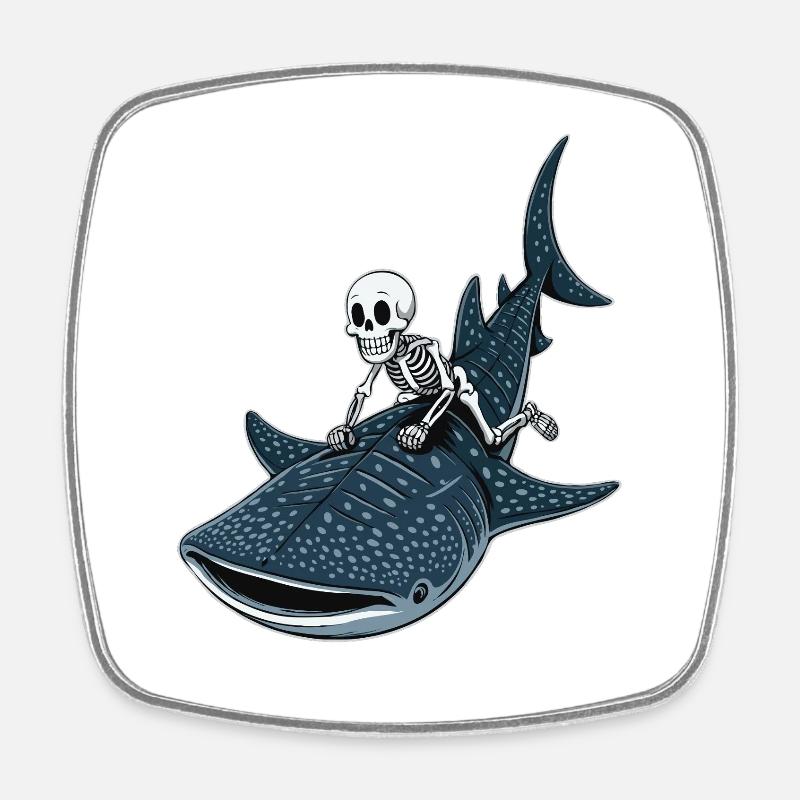Skeleton on whale shark Rhincodon - Square fridge magnet - white