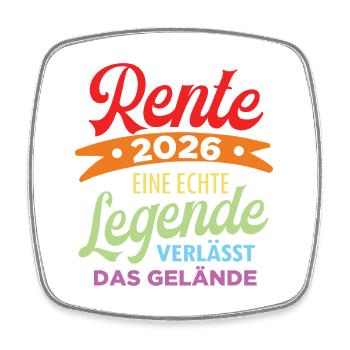 Rente 2026 Geschenk – Legende verlässt das Gelände - Viereckiger Kühlschrankmagnet - Weiß - Vorne