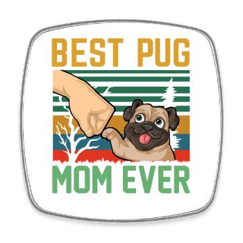 Beste Mopsmutter aller Zeiten Retro - Viereckiger Kühlschrankmagnet - Weiß - Vorne
