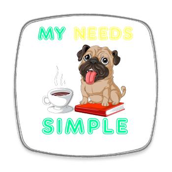 Mops Bücher Kaffeeshirt - Viereckiger Kühlschrankmagnet - Weiß - Vorne