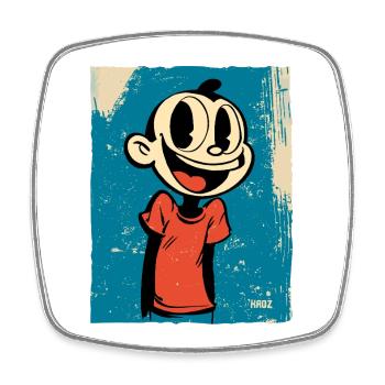 Vintage Comic und Retro Cartoon frecher Junge - Viereckiger Kühlschrankmagnet - Weiß - Vorne