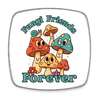 Fungi Friends Forever – Cartoon Design - Viereckiger Kühlschrankmagnet - Weiß - Vorne