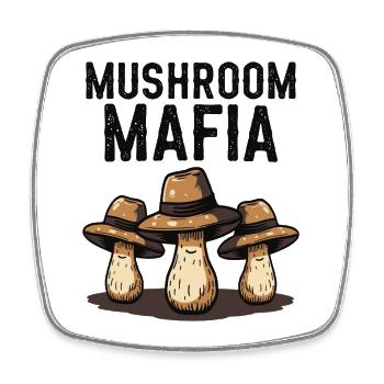 Mushroom Mafia - Drôle de dicton de champignon - Magnet carré - blanc - Devant