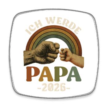 Bald Papa ICH WERDEN PAPA 2026 Lustiges - Viereckiger Kühlschrankmagnet - Weiß - Vorne