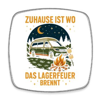 Home is where the campfire burns Camping - Square fridge magnet - white - Front