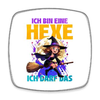 Witch girl with magic wand and moon - Square fridge magnet - white - Front
