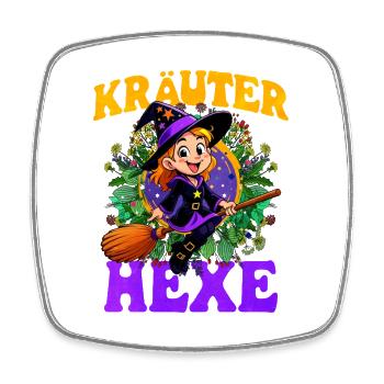Hexe mit Kräutern und Zauberstab - Viereckiger Kühlschrankmagnet - Weiß - Vorne