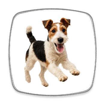 Playful Fox Terrier Dog - Square fridge magnet - white - Front