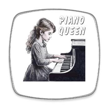 REINE DU PIANO - Magnet carré - blanc - Devant