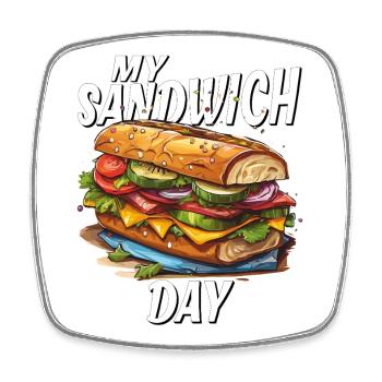 MY SANDWICH DAY - Viereckiger Kühlschrankmagnet - Weiß - Vorne