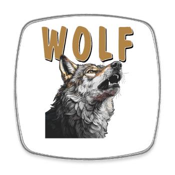 WOLF - Viereckiger Kühlschrankmagnet - Weiß - Vorne