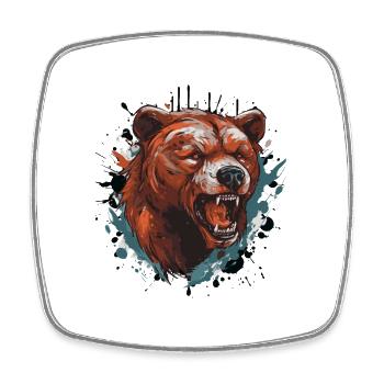 Grizzly Bear Head - Square fridge magnet - white - Front