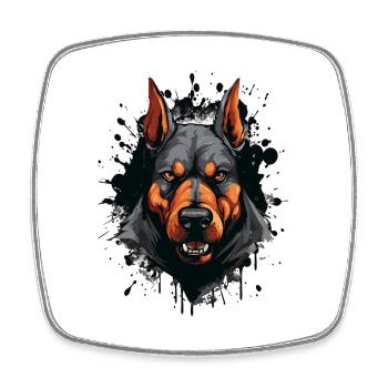 Doberman Dog - Square fridge magnet - white - Front