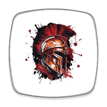 Casque Spartiate Guerrier Gladiateur - Magnet carré - blanc - Devant