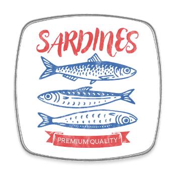Sardinen - Viereckiger Kühlschrankmagnet - Weiß - Vorne