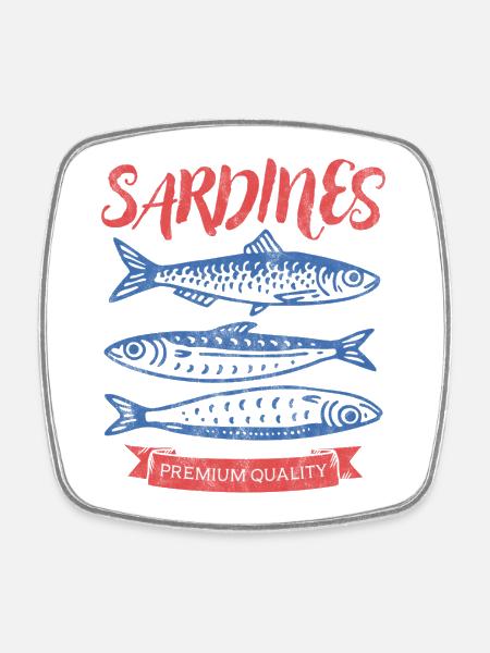 Sardinen - Viereckiger Kühlschrankmagnet - Weiß