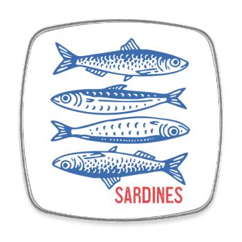Sardinen - Viereckiger Kühlschrankmagnet - Weiß - Vorne