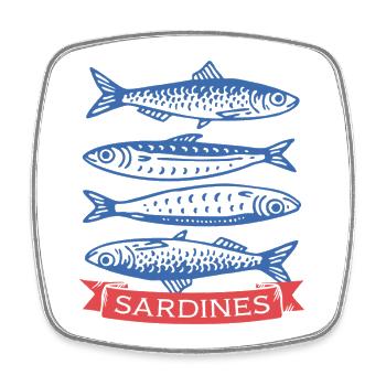 Sardinen - Viereckiger Kühlschrankmagnet - Weiß - Vorne