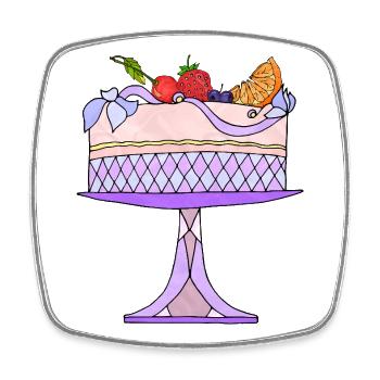 Cake - Square fridge magnet - white - Front