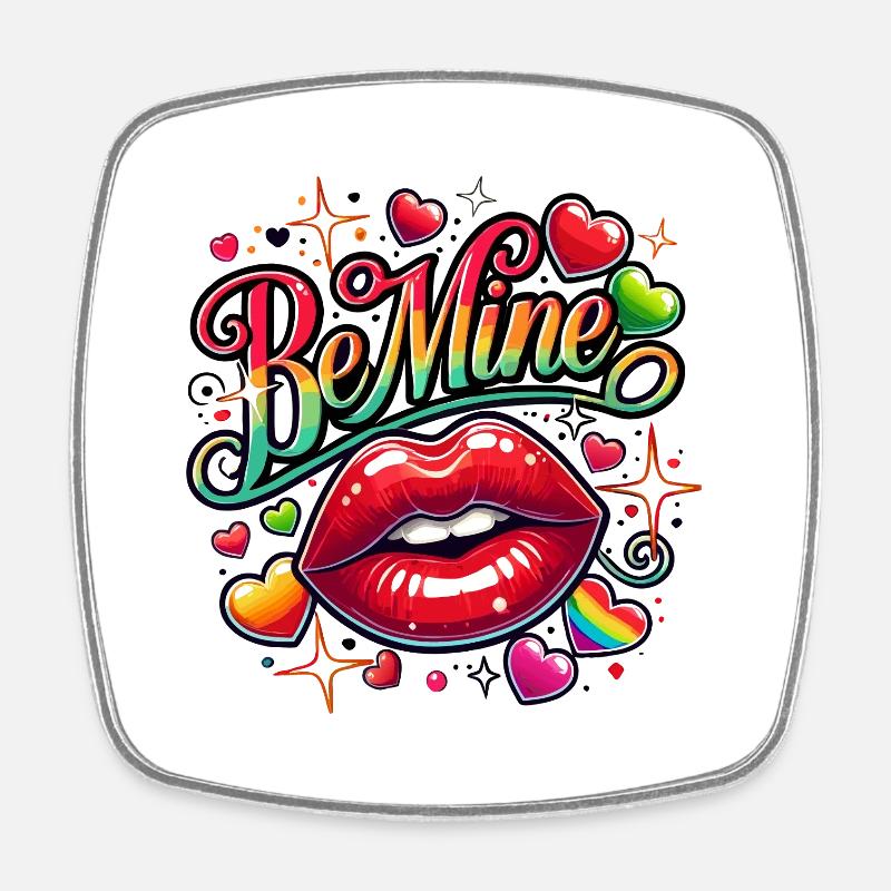 Be Mine - Lèvres & Amour - Magnet carré - blanc
