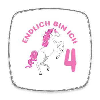 4 Jahre alt Pferd Endlich Bin Ich 4 Mädchen 4. - Viereckiger Kühlschrankmagnet - Weiß - Vorne