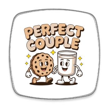 parfait couple biscuit lait dessin animé amusant - Magnet carré - blanc - Devant