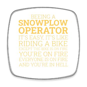 Snowplow Operator Riding A Bike Schneepflugfahrer - Viereckiger Kühlschrankmagnet - Weiß - Vorne