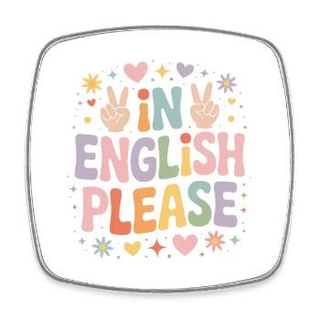 Englischlehrer Englischlehrerin In English Please - Viereckiger Kühlschrankmagnet - Weiß - Vorne