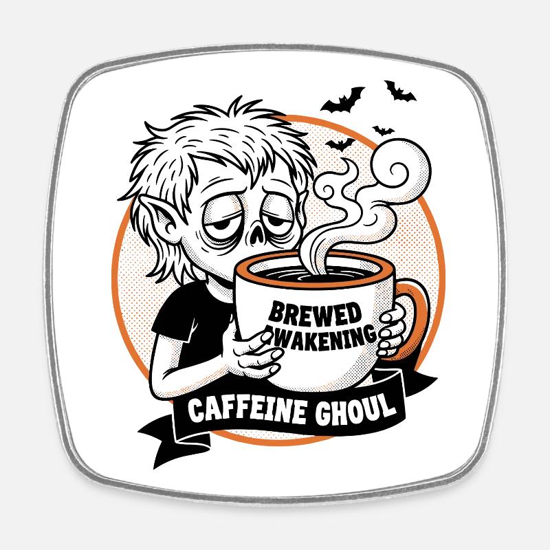 Haunted Coffee Mug Illustration - Square fridge magnet - white