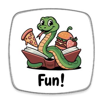 Serpent ludique avec des friandises alimentaires - Magnet carré - blanc - Devant