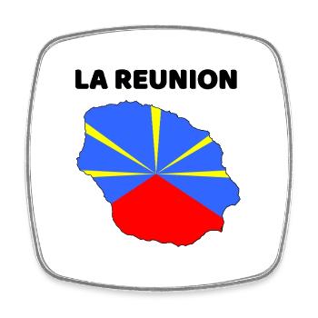 Ile de la Réunion Carte et Drapeau - Cadeau - Magnet carré - blanc - Devant