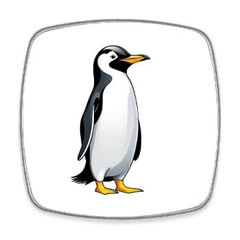 Illustration of a penguin with friendly look - Square fridge magnet - white - Front