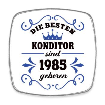Confiseur Anniversaire Vintage 1985 Collègue Né 85 - Magnet carré - blanc - Devant