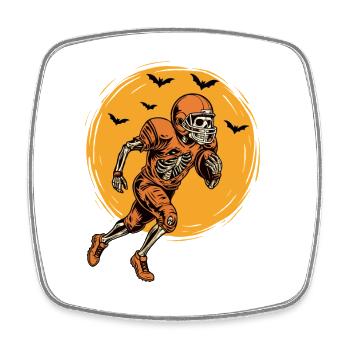 Squelette Joueur de football Spooky Halloween - Magnet carré - blanc - Devant
