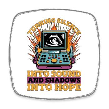 Sonographer Turning Silence Into Sound Echo Tech - Viereckiger Kühlschrankmagnet - Weiß - Vorne