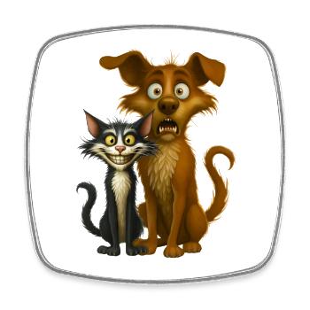 Illustration expressive de dessins animés pour animaux de compagnie - Magnet carré - blanc - Devant