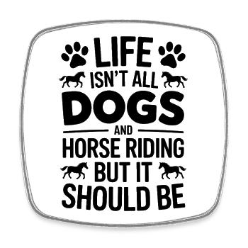 Équitation Dicton Chiens Cavalier Chevaux Cadeau d’équitation - Magnet carré - blanc - Devant