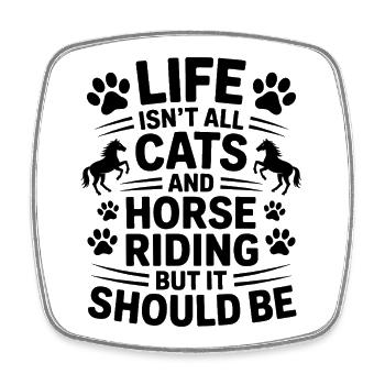 Équitation Dicton Chats Cavalier Chevaux Équitation Cadeau - Magnet carré - blanc - Devant