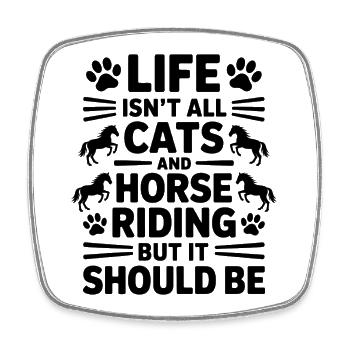 Équitation Dicton Chats Cavalier Chevaux Équitation Cadeau - Magnet carré - blanc - Devant