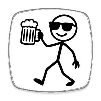 Bière Stick Figure - Magnet carré - blanc - Devant