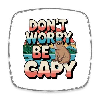 Don't Worry Be Capy Retro Stil Abenteuer - Viereckiger Kühlschrankmagnet - Weiß - Vorne