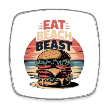 Burger Adventure on the Beach: Eat Beach Beast - Square fridge magnet - white - Front