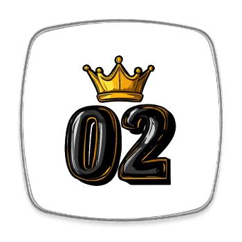 2 Number Crown - Square fridge magnet - white - Front